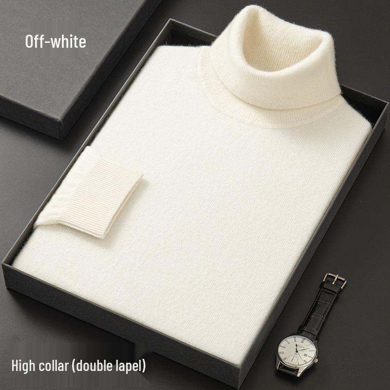 Men s High Neck Knit Sweater - Warm & Versatile Long Sleeve for Autumn/Winter L