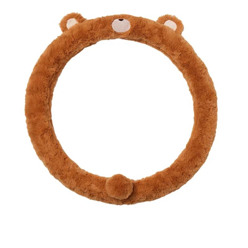 Universell Winter Warm Weich Plüsch Cartoon Bärenohr Auto Innenraum Auto Lenkradabdeckung Handgriff Abdeckung Auto Innenraum