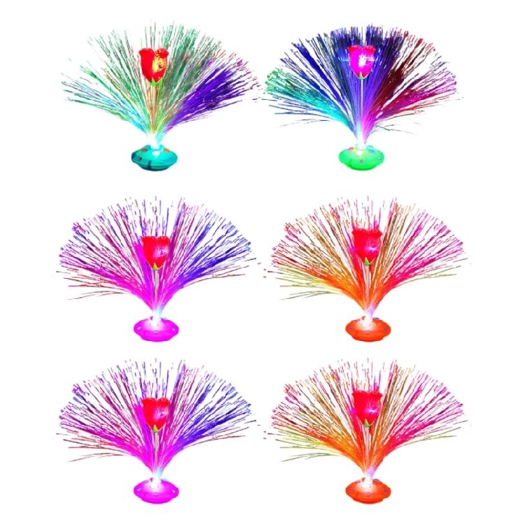 

6Pcs Rose Flower Fibre Light Fibre Colour Changing Lamp For Retail Displays Wedding Home Party Decoration 1