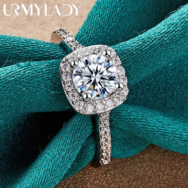 925 Sterling Silver Square AAAAA Zircon Charm 7 8 9 10 Ring For Women Fashion Jewellery