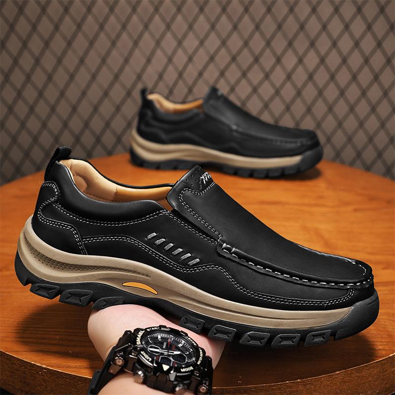 Fashion Fashion Outdoor Lazy Loafers Genuine Leather Mens Shoes Stylish Summer Driving Flats Elegantes Men's Casual Shoes Slip On Shoes