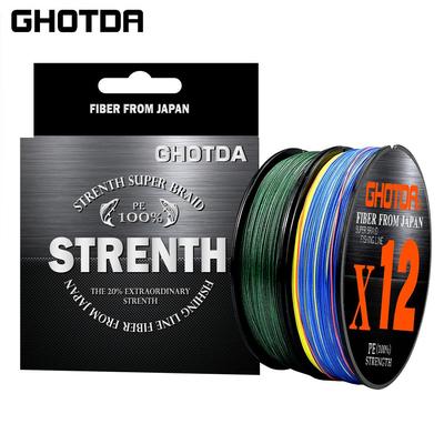GHOTDA Super Strong 12 Strands 100M Braided Fishing Line Multifilament PE Wire Saltwater Fishing Tackle