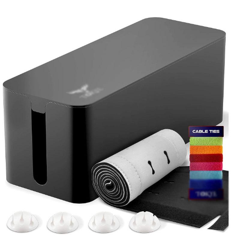 Minimalist Cable Management Box with Bamboo Lid