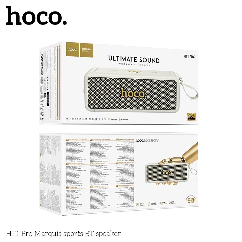 Hoco Boxă Bluetooth Portabilă HT1 Pro, Sunet Hi-Fi, Super Bass, TWS, BT 5.4, Difuzoare Duale de 52mm, pentru Acasă, Exterior și Călătorii
