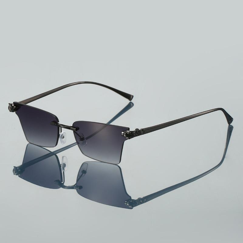 Randlose Cat-Eye-Sonnenbrille Damen Stilvoll Vintage Farbverlauf Mehrfarbiges Glas Ins Trendige Luxusmarke Designer Sonnenbrille