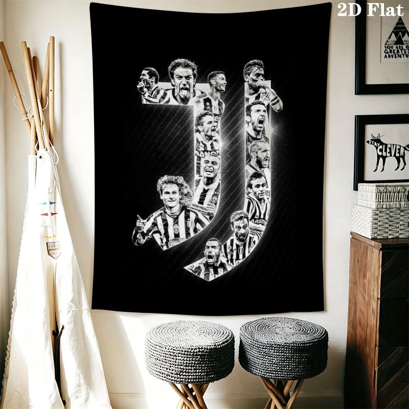 Juventus FC Wall Tapestry Aesthetic Wall Hanging Printed Fabric Blanket Decorative Tapestries for Bedroom Living Room Home Decor