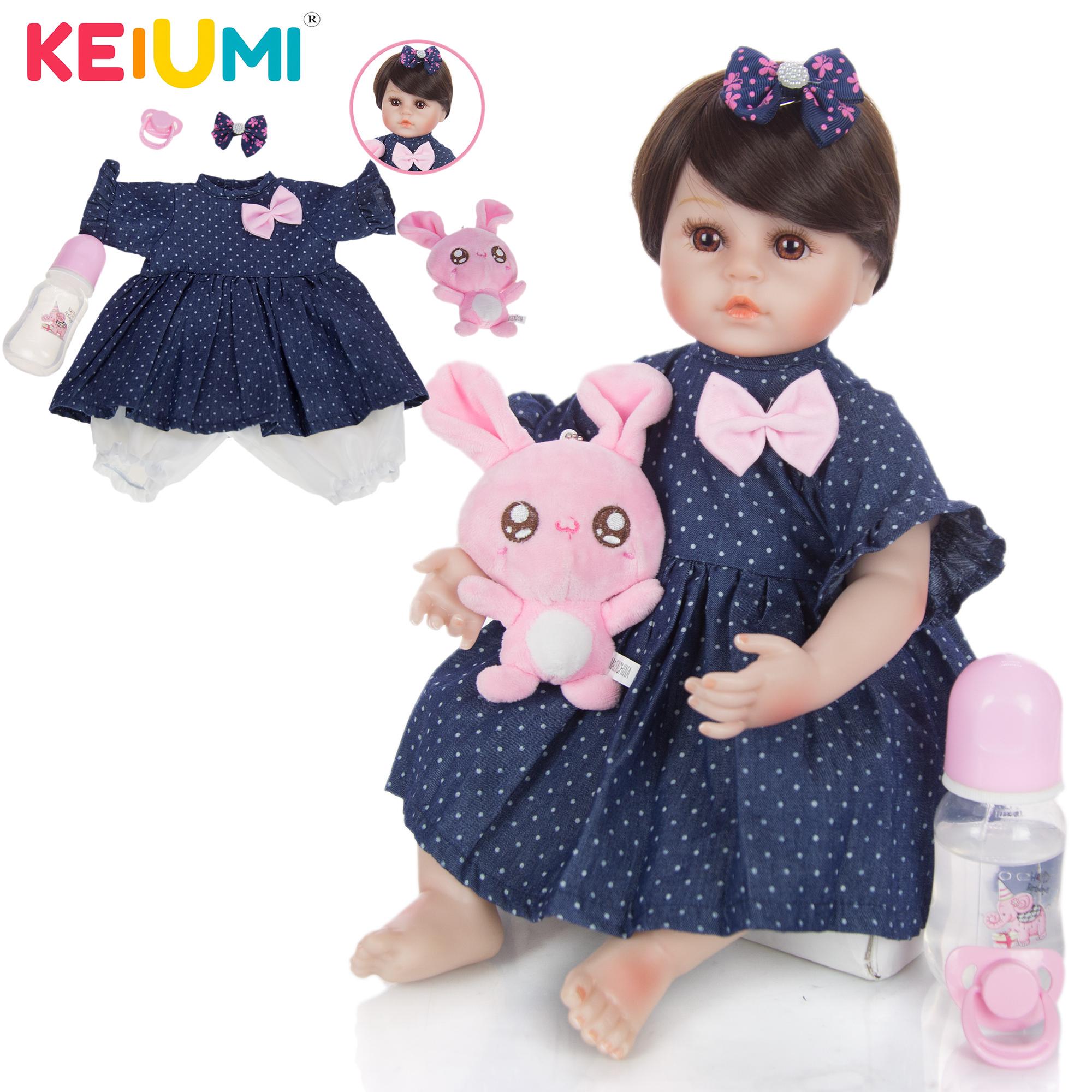 

KEIUMI 46см Силикон Мягкий Возрожденный Ребенок Кукла Симпатичные Реалистичные Короткие Волосы Новорожденные Малыш Малыш День Рождения Подарок Подарок Подарок Много Аксессуаров