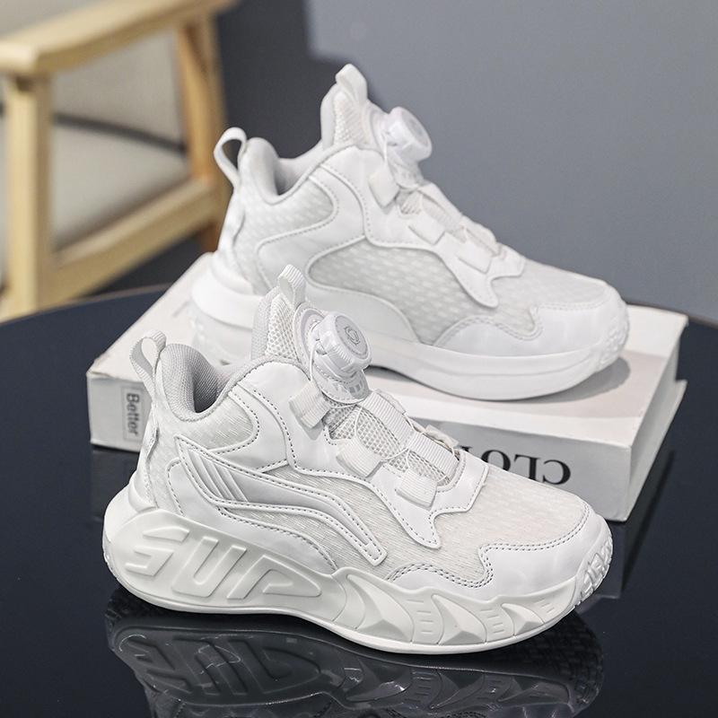 

Children s basketball shoes 2025 new button sports shoes double net autumn and winter leather surface light friction sound running shoes 40 inner length about 25.8cm