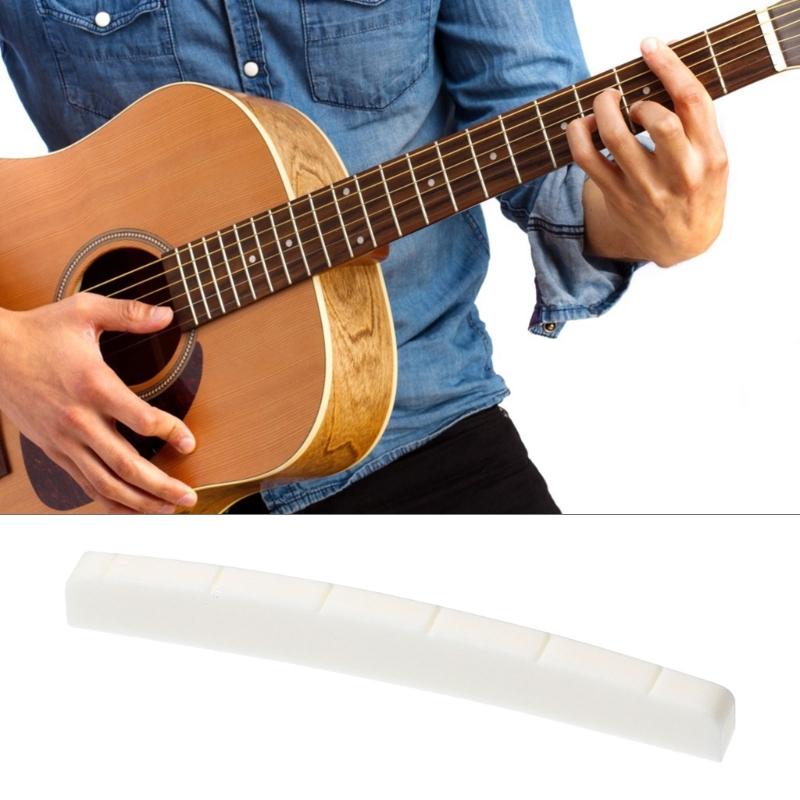 6 String Guitar Nut Saddles Cattle Bone Pre-Slotted Top Nut Curved Bottom