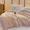 Japanese Plaid Printed Summer Thin Quilt Simple Breathable Air Conditioning Blanket for Office Soft Home Decoration for Bedroom