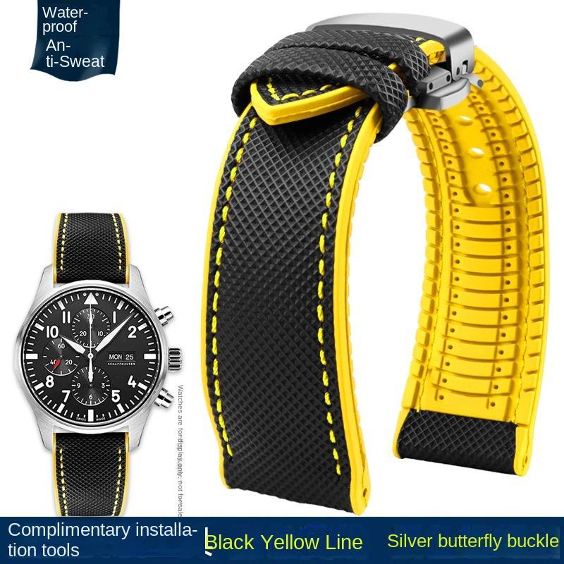 20mm 22mm 23mm 24mm Nylon Rubber Bottom Waterproof Watch Band for Longines IWC Pilot Mark 18 Seiko Omega Series Watchband Strap