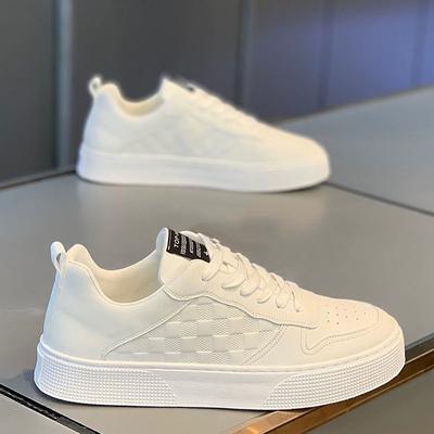 New Shoes for Men Leather Casual Shoes Fashion Checkered Flats Skateboard Shoes Youth Street Cool Sneakers