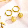 Frosted 10mm Round Bead Earrings for Women - Stylish European American Titanium Steel Ear Cuffs