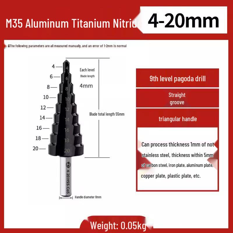 Tiangong Pagoda High-Hardness Universal Step Drill Bit Set for Stainless Steel