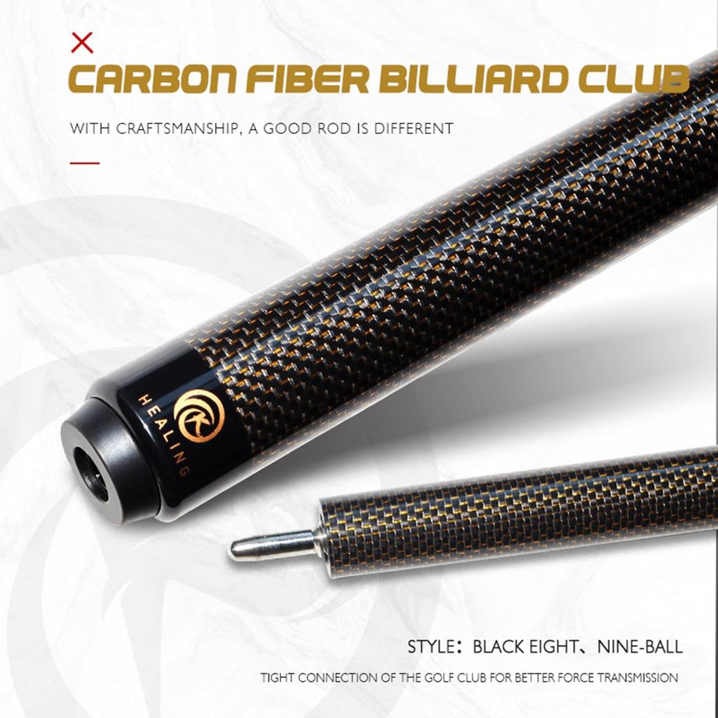 OKHEALING Mafsallı Karbon Fiber Bilardo İstakası Uçlu Gümüş 58 inç 19-20oz 1/2 12.4mm (Oyun İpucu) (Sarı İplik)