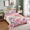 Kawaii Rosa Katzenbettwäsche Set Einzel-/Doppel-/Queensize Floral Rosa Rosenblüten Bettdeckenbezug Set für Damen- und Mädchenzimmerdeko