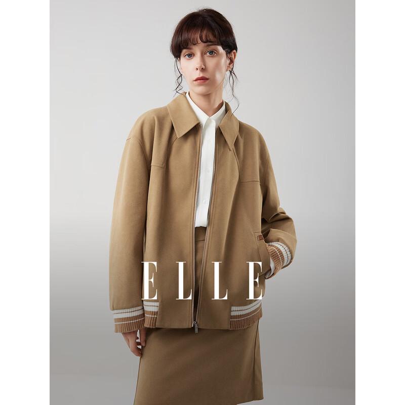 ELLE Women s Khaki Lapel Workwear Jacket S
