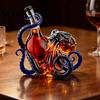Nautical Spirits Bottle Octopus-Shaped Glass Decanter, 3D Artistic Borosilicate for Whiskey Wine Soda, Ocean Themed Bar Decor 350ml Decorative Liquid