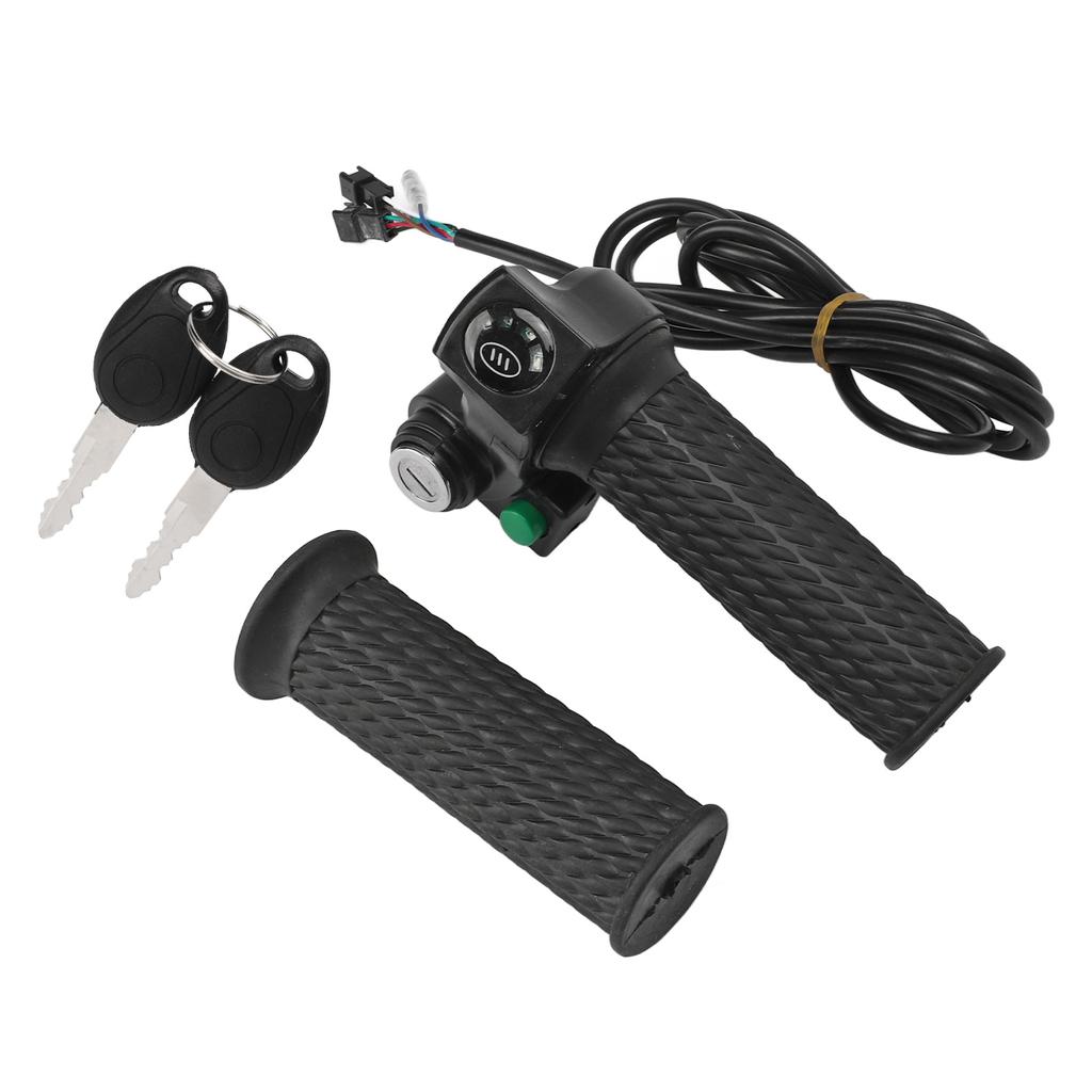2 PCS Electric Bike Throttle Grip Kit Speed Control Grip with 4 Indicator Lights Cruising Function