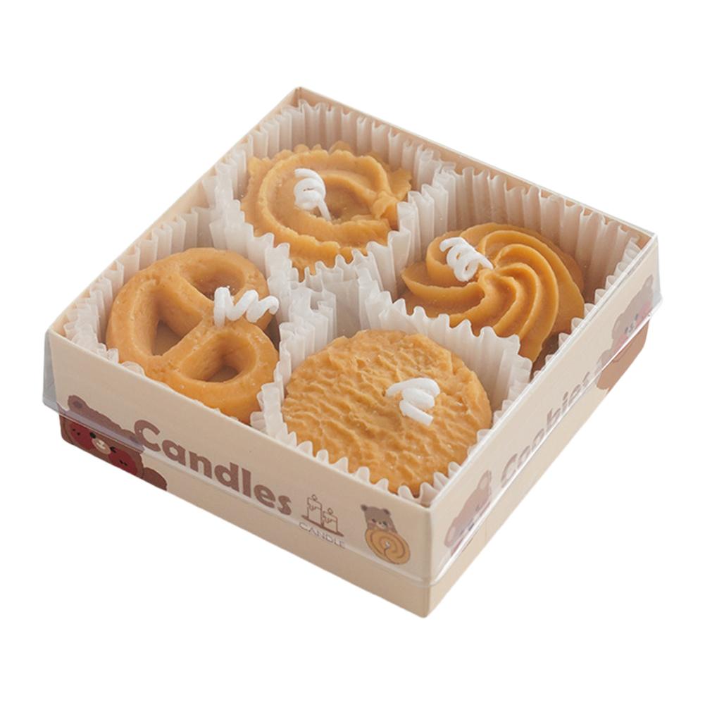 Biscuit Candles, Cookie Scented Candles Creative Candles Ins Set Gift Modeling Wax, Holiday Decoration Box Gift