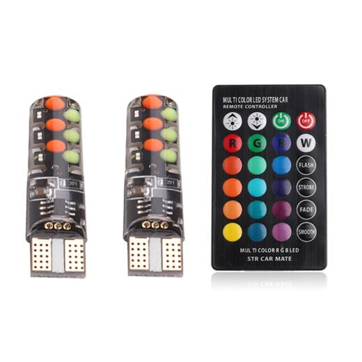 

Контроллер Вспышка/Стробоскоп Лампа для чтения клином RGB LED T10 W5W LED Лампа 194 168COB Цветная лента Пульт дистанционного управления Лампа для чтения Пульт