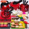 Kids Toys Pretend Play Red Kitchen Toys Simulation Food Cooking Girl's Boys Educational Play House Interactive Toys for Children
