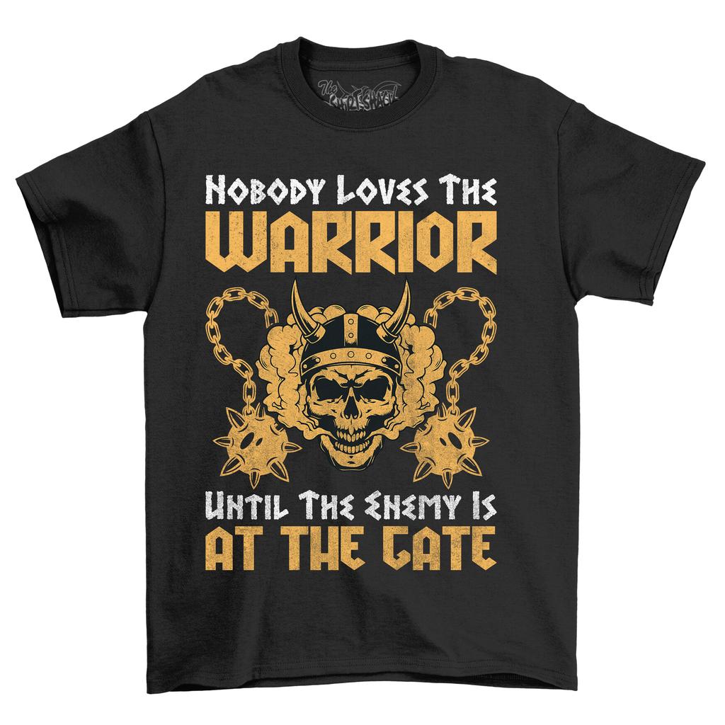 ''Niemand liebt den Krieger'' Skelett T-Shirt Herren Damen Tees Top - Lustiges Sensenmann Design, 100% Baumwolle