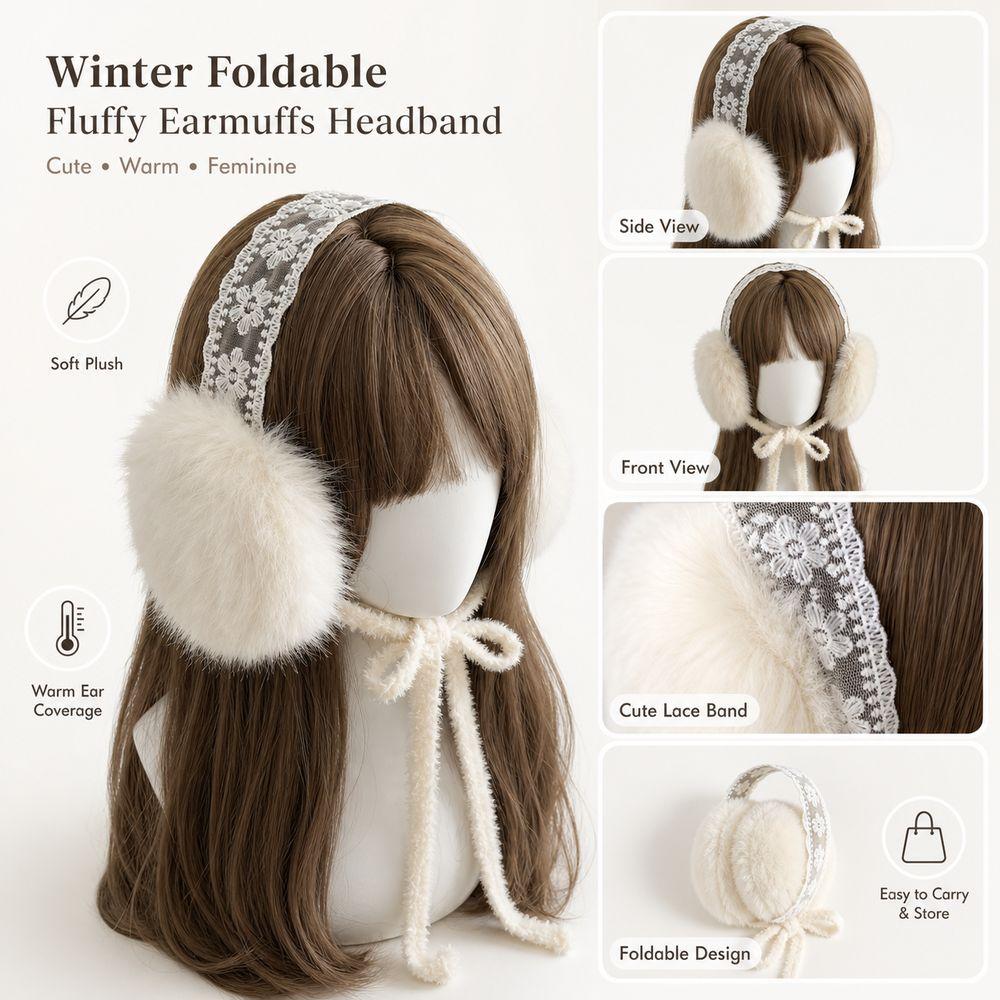 Lace Design Cold Proof Earmuffs Plush Material Windproof Earmuffs Plush Earmuffs Winter Season