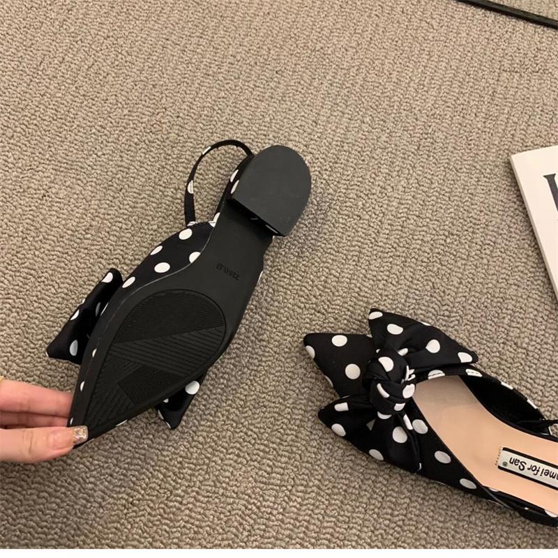 Women's Summer Chunky Heel Pointed Toe Sandals Personalized Bow Sandals 3cm