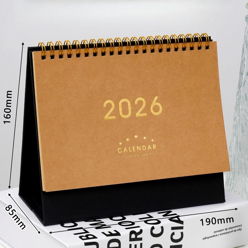 1pcs 2026 Vintage Kraft Paper Desk Calendar, Thick Monthly Grid for Office & Home, Efficient Planning & Decor, Calendars