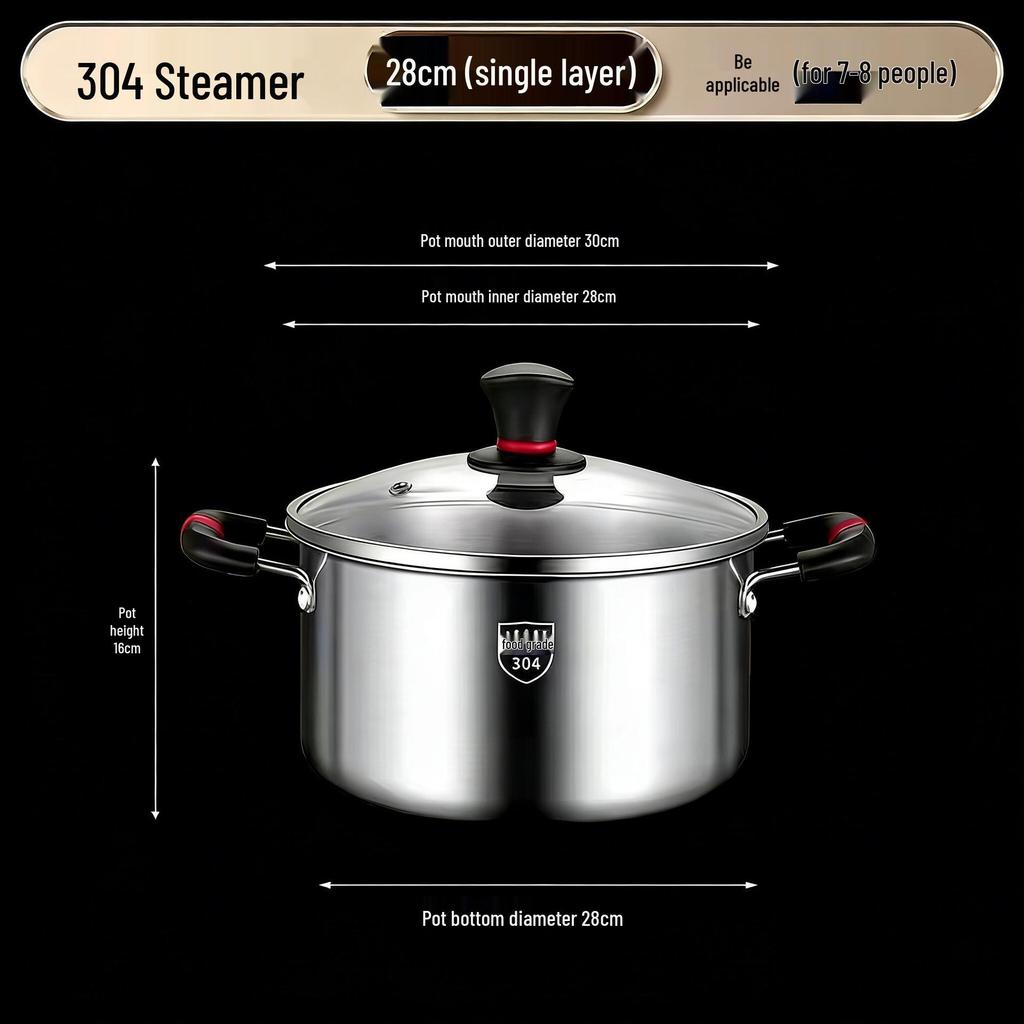 316L Stainless Steel Soup Pot with Handles - Non-Stick for Steaming, Cooking, and Stewing On Induction Cookers
