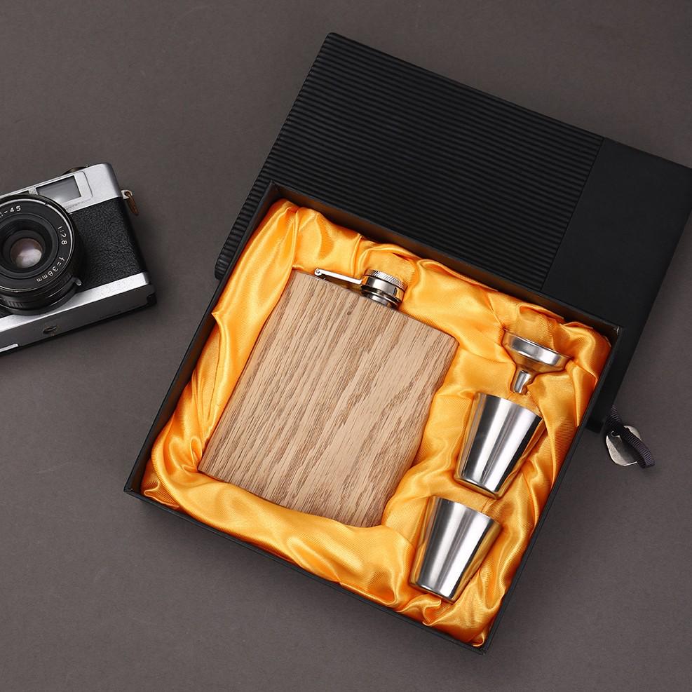 8oz Stainless Steel Portable Hip Flask Set with 7oz Baijiu Bottle - Outdoor Liquor Gift Box