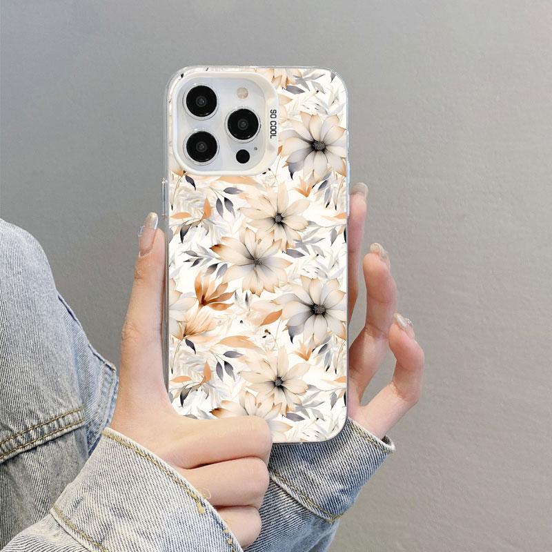 Cute Blue And White Porcelain Floral Phone Case For iPhone 11 12 Pro Max 16 15 14 13 Pro Max Plus 13 Mini Shockproof Laser Cover