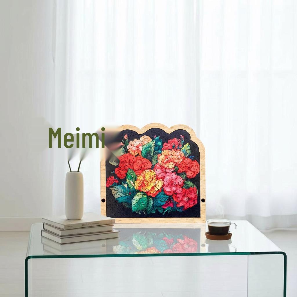 Begonia Flower Irregular Shaped Wooden Jigsaw: Creative Educational Birthday Gift for Kids