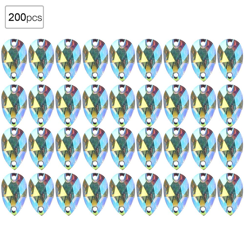 200 Pcs   Bd Acrylic Resin Drip Sewing Rhinestone Buttons 7x12mm Shoe Decoration less thanbr(  Coloured )