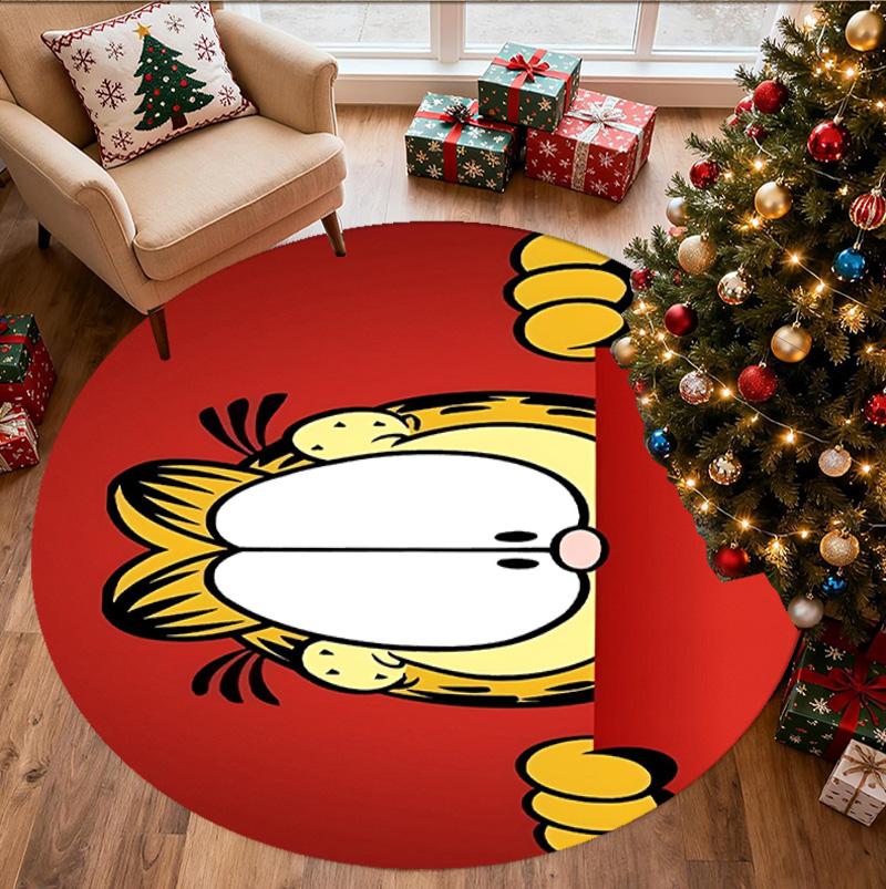 Garfield Pattern Round Rug, Indoor/Outdoor Mat, for Picnic, Gameroom, Bedroom, Office, Living Room, Home Decor Carpet, Birthday Gift