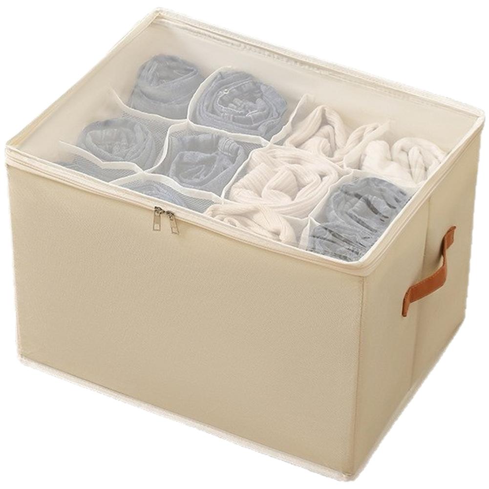 Storage Box with Lid for Footwear Foldable with 12 Grid Sections Clear Window for Easy Identification Made with Oxford Fabric