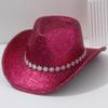 Ladies Unisex Wide Brim Hat With Rhinestone Flower Carnival Party