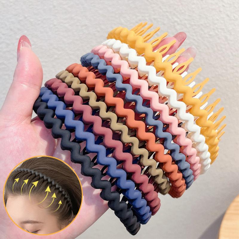 Women Simple Colorful Matte Toothed Hairbands Broken Hair Finishing Headband Outdoor Hair Hoop Headwear  Hair Accessories