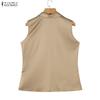 ZANZEA Women Casual Turn Down Collar Summer Sleeveless Vest  Tops