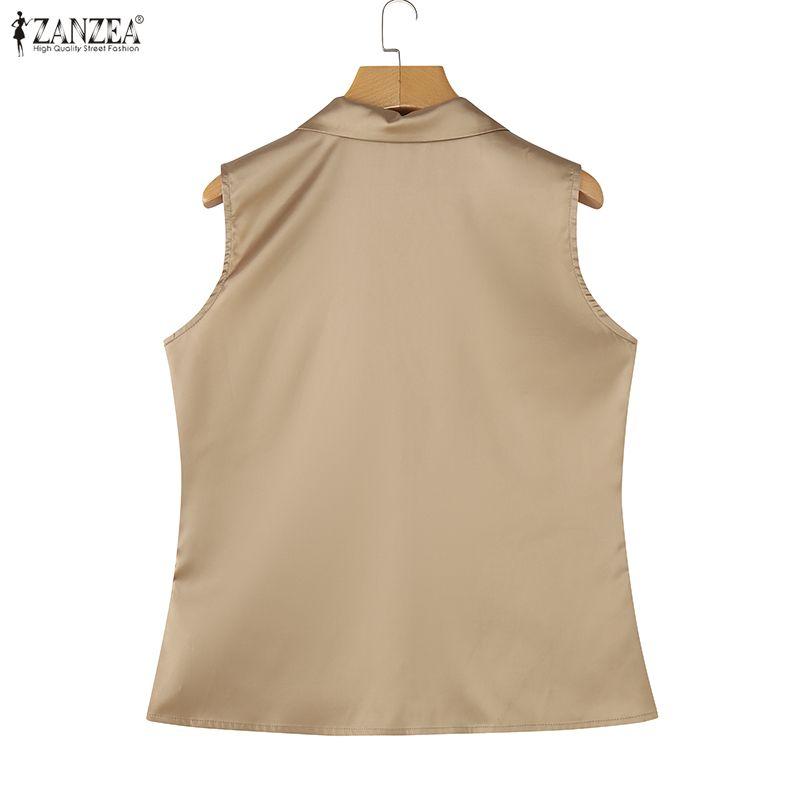 ZANZEA Women Casual Turn Down Collar Summer Sleeveless Vest Tops