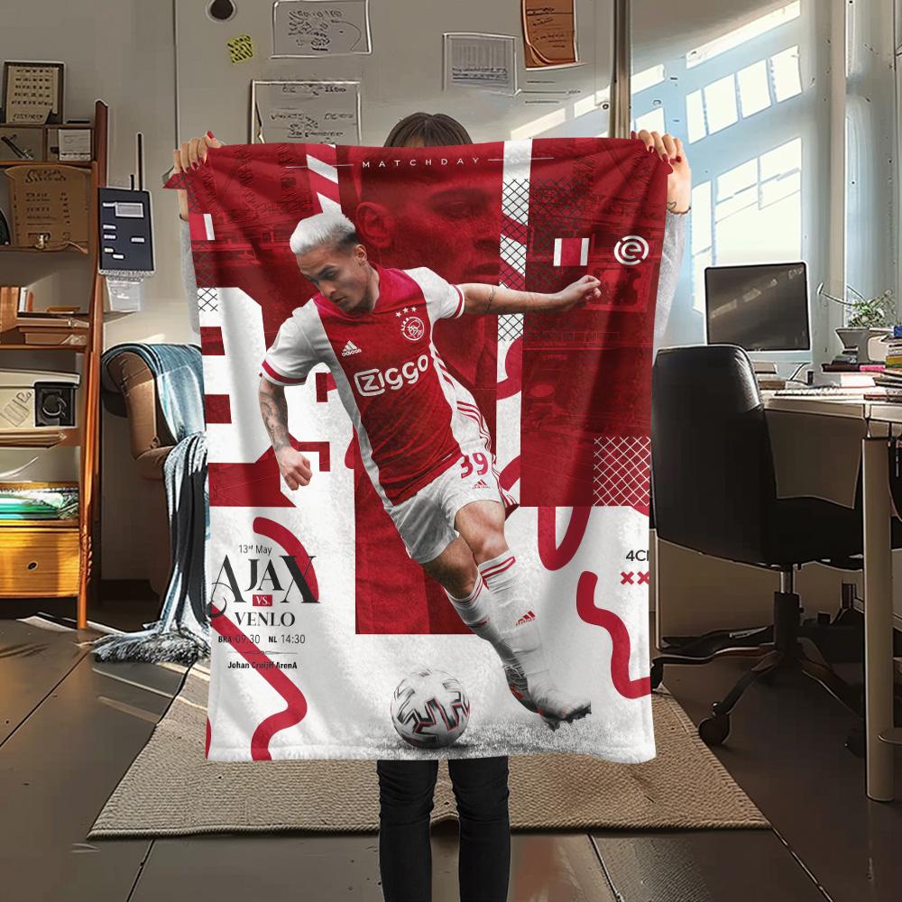 AFC Ajax Logo Print Flanelldecke, Hohe Qualität, Bequem für alle Jahreszeiten, Heimdekoration, Wärme und Komfort