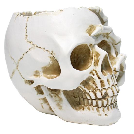 Skull Flower Pot Resin Human Skull Planter Weatherproof Gothic Plant Pot for Planting Succulents Indoor Outdoor Use