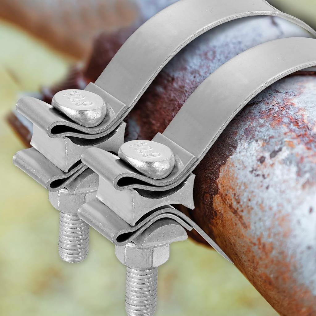 HARFINGTON 410 Stainless Steel Exhaust Clamp 2.48" Butt Joint Narrow Band Muffler Seal Exhaust Narrow Lap Butt Clamps for Pipes Muffler Converters