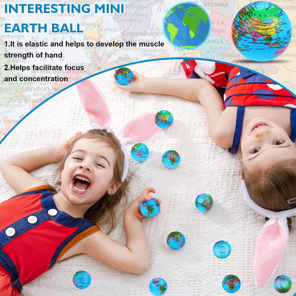 24Pcs  Stress Balls Mini  Stress Balls  World Map Foam Ball For Kids Adults Games Education Stress Relief Home Of