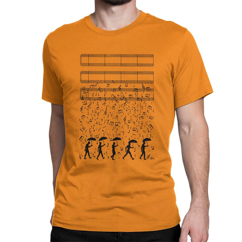 Funny Singing In The Raaaain T Shirt Men Crew Neck T Shirt Piano Music Musician Pianist