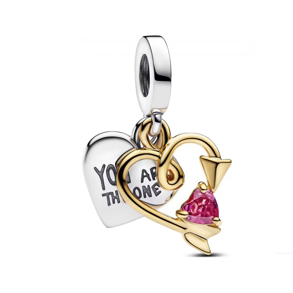 Placcato Oro 18K Rame Fascino Infinito Amore Adatto Bracciale Originale Ciondolo Cuore Madre Fiore Perla San Valentino