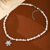Hochwertige Schneeflocken Zirkon Perlenkette Leichter Luxus Nischendesign Schmuck Damen High-End Gefühl Schlüsselbeinkette Accessoires Halskette