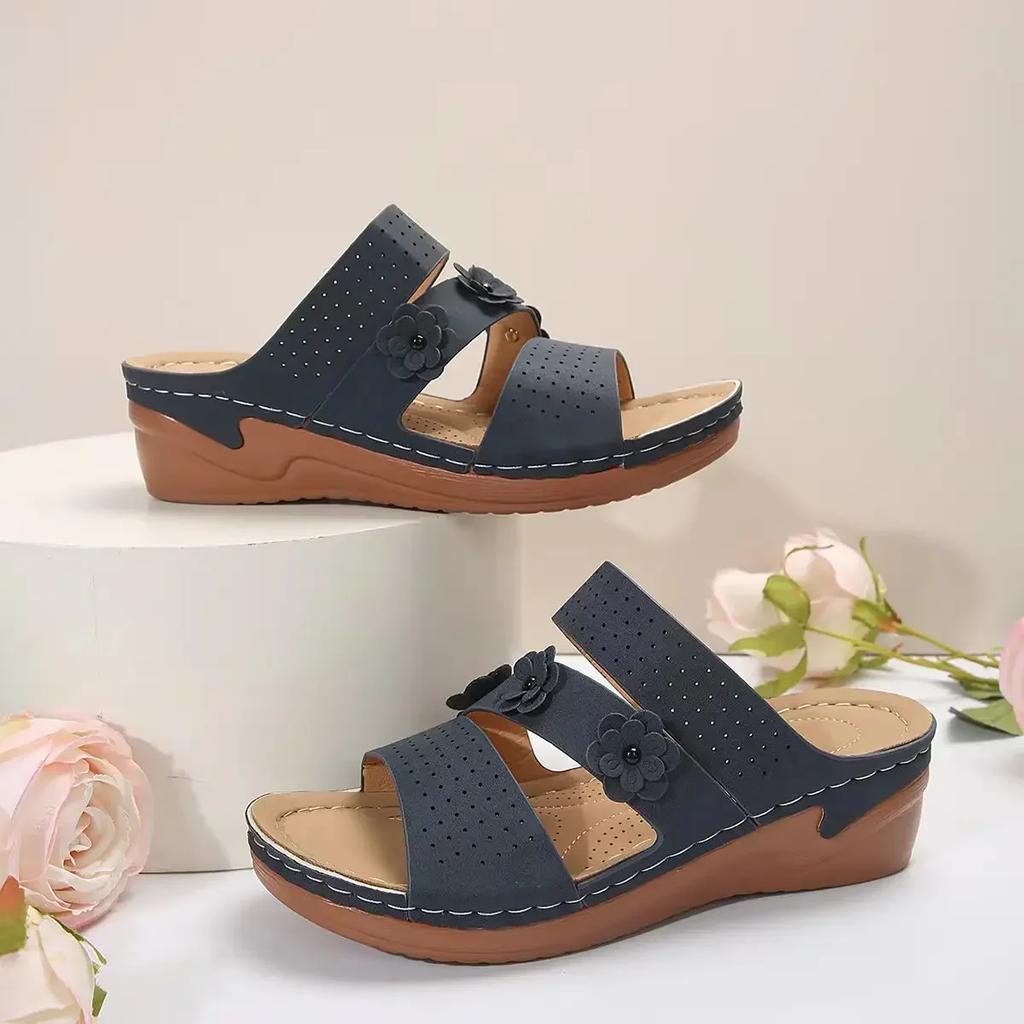 Summer Women Wedge Sandals Premium Orthopedic Open Toe Slippers Vintage Anti-Slip Leather Casual Female Platform Retro Shoes