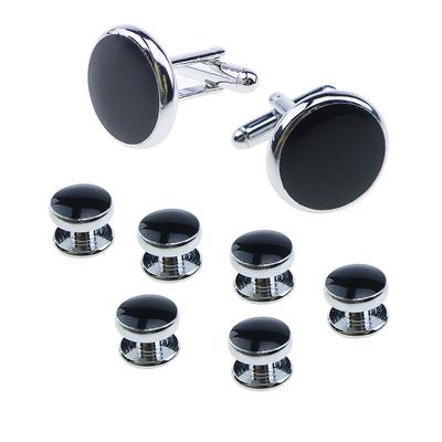 8 Pçs/set Luxo Moda Rodada Banhado Abotoaduras Botões de Braço para Homens Camisas de Negócios Abotoaduras